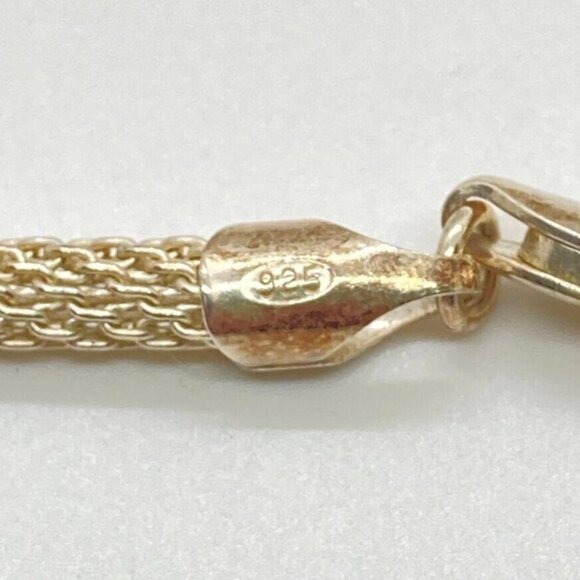 Vintage Set Round Pendant 16" Necklace Pierced Earrings Chain Marked Italy 925 - Picture 11 of 14